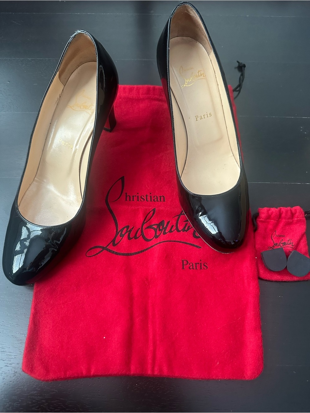 Christian Louboutin Black Patent Leather Classic Pumps Size 10.5